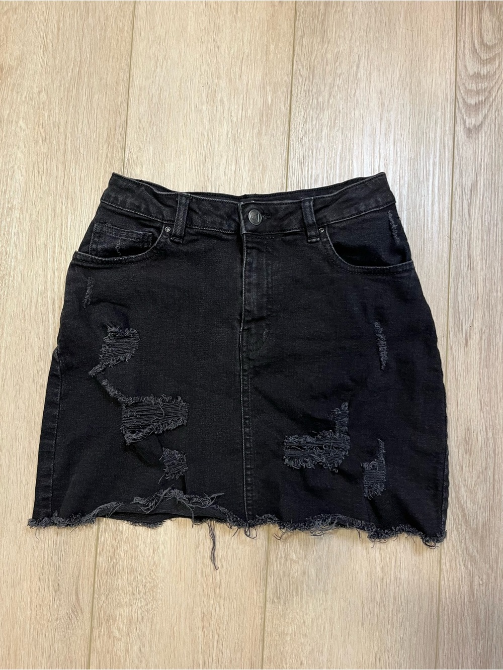 REBEL ROGUE Distressed Black Denim Mini Skirt - FREE SHIPPING on Bundles $95+